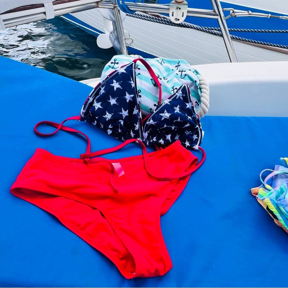 Xhilaration Red Bikini Set with Adjustable Side Ties